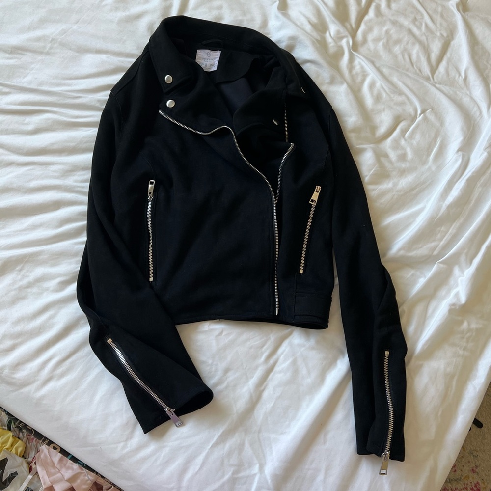 Suede-like motorcycle jacket
